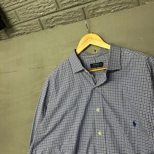 Polo Ralph Lauren Gingham Button Down Shirt 2XLT Tall Blue White Check Casual